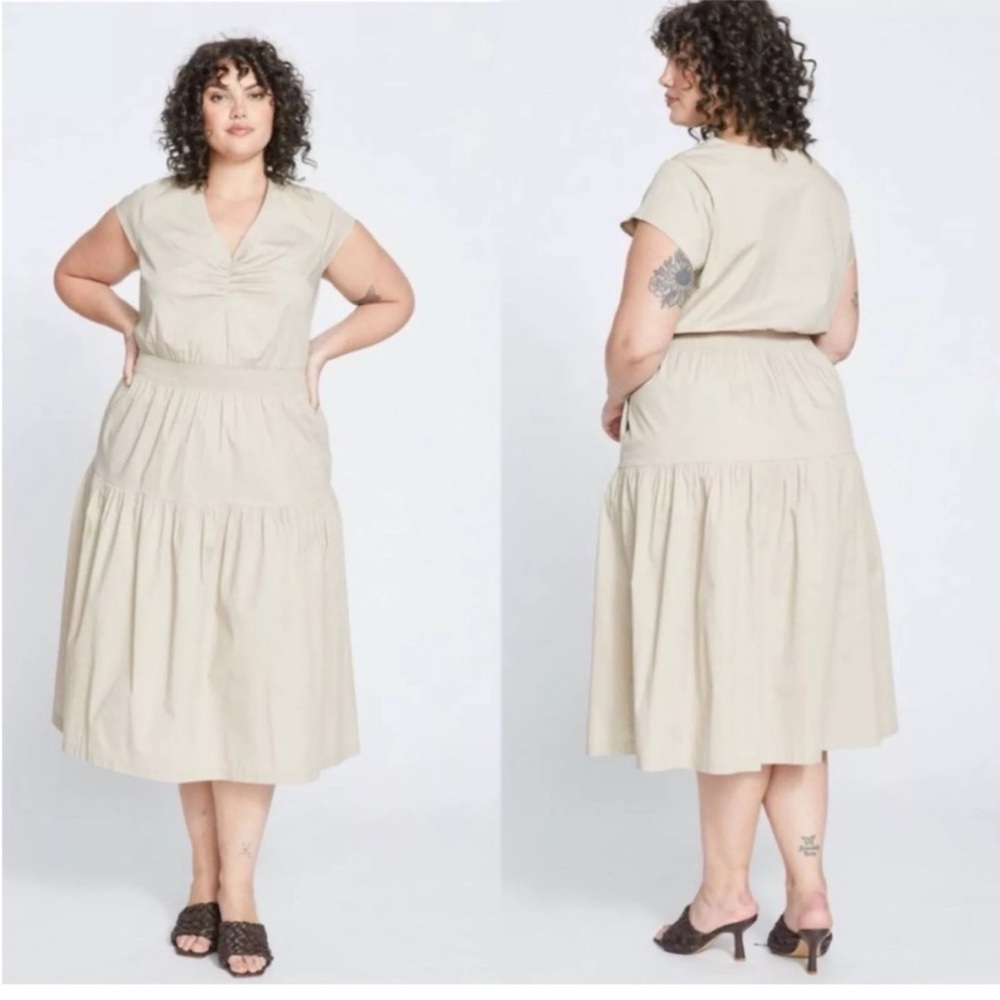NWT Universal Standard Ambroeus Smocked Poplin Tiered Midi Dress XS / US 10 - 12
